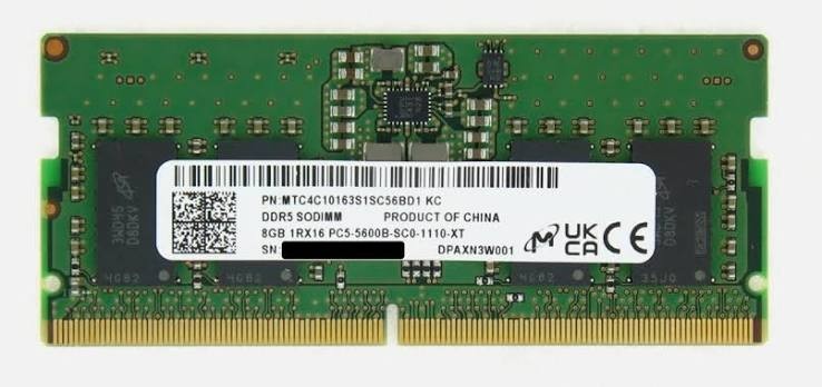 Micron 16GB DDR5 5600 PC5-44800 1Rx8 SODIMM Laptop Memory RAM MTC8C1084S1SC56BD1