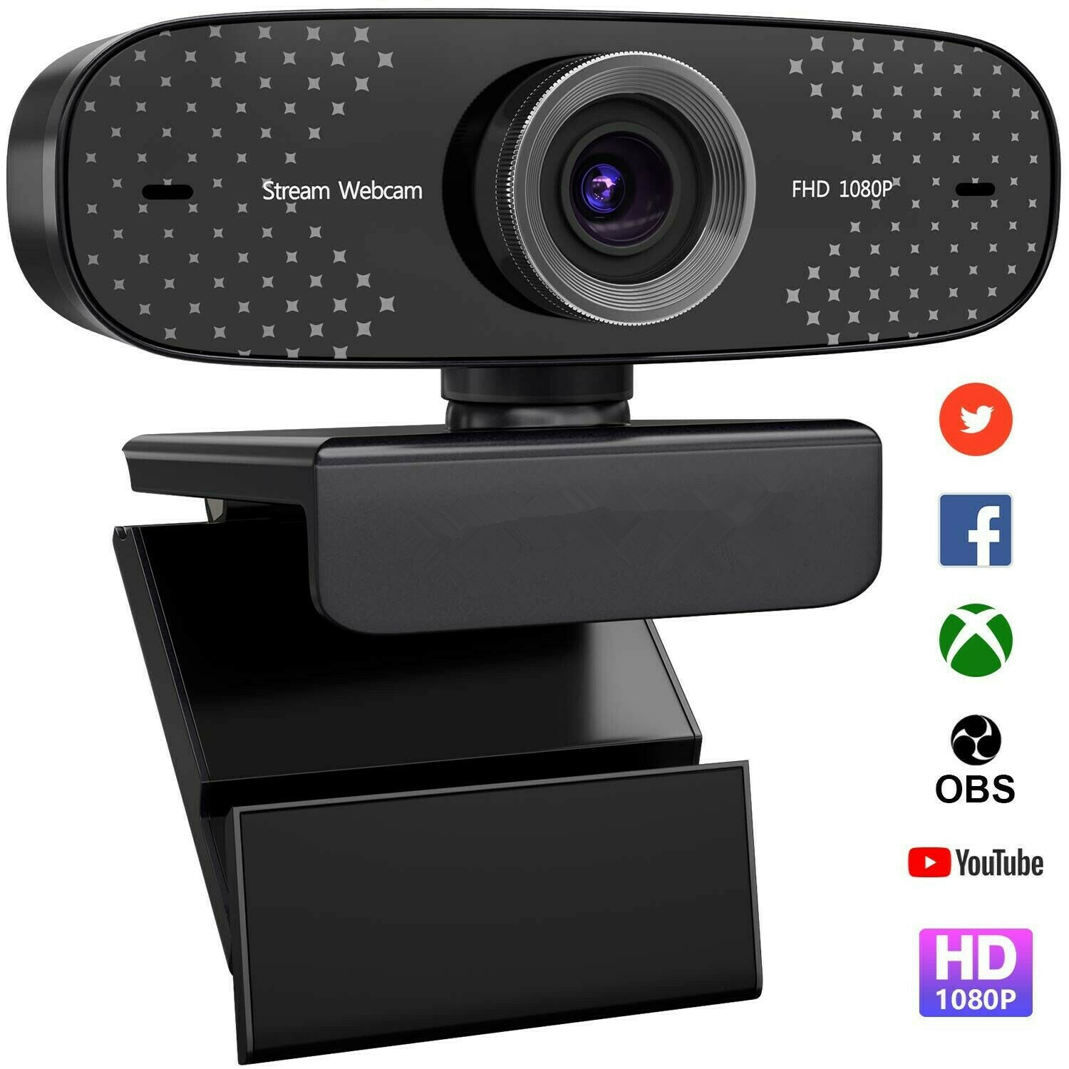 UNZANO HD630 USB Webcam with Microphone 1080P Full HD Web Camera Stream Webcam