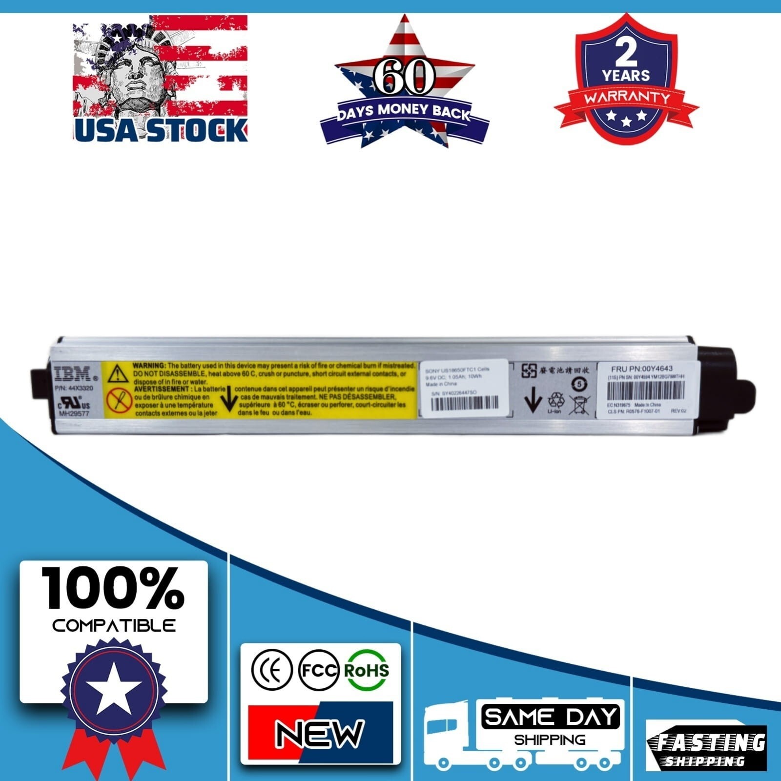 2025 NEW Genuine OEM BATTERY for IBM 00Y4643 00Y4594 90Y7689 90Y7632 V3700 V3500