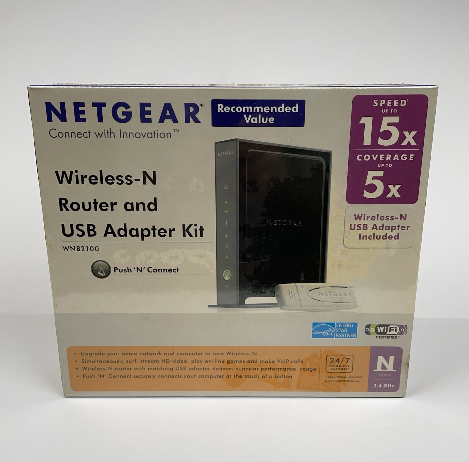 Netgear Wireless-N Router And USB Adapter Kit New WNB2100