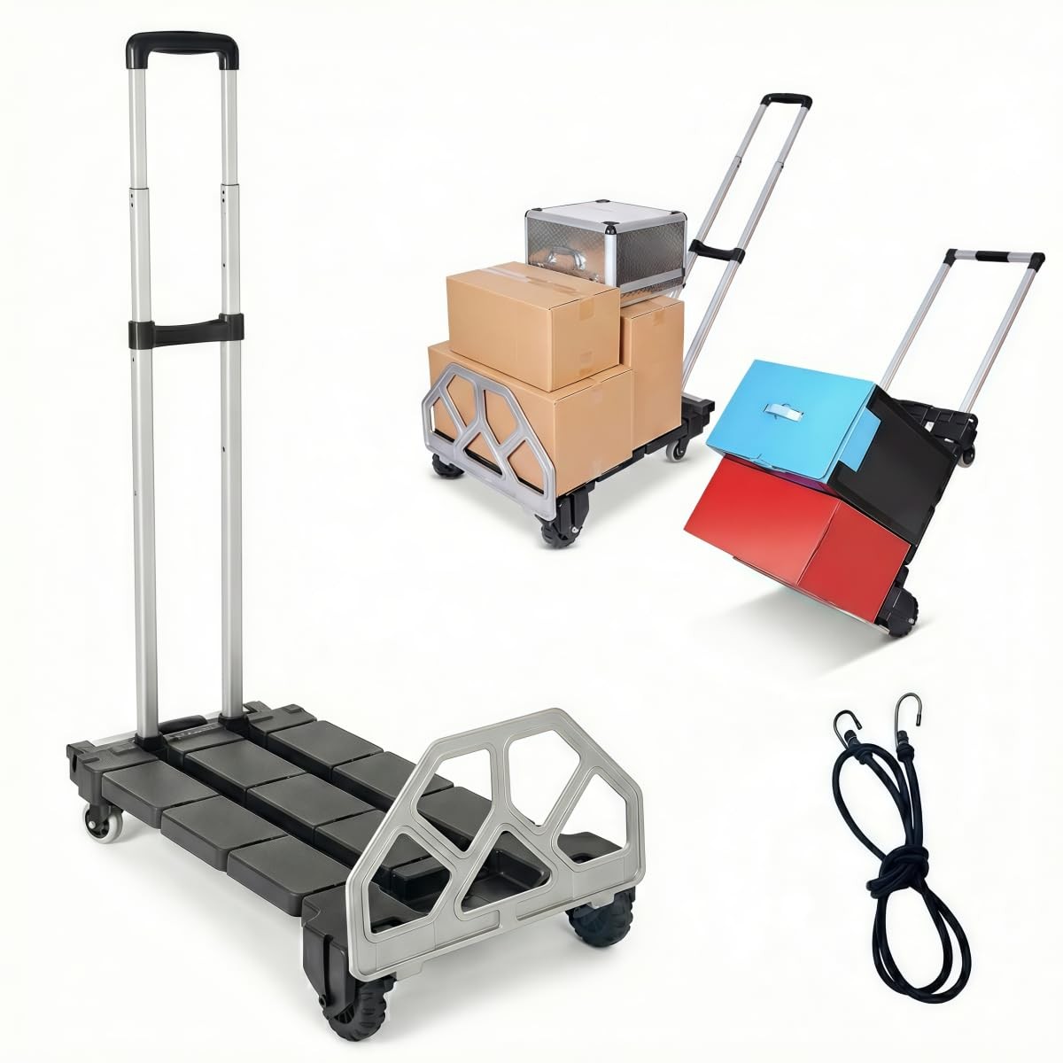 Upgraded 3-in-1 Folding Hand Truck, 500 lbs Capacity Heavy Duty Convertible D...