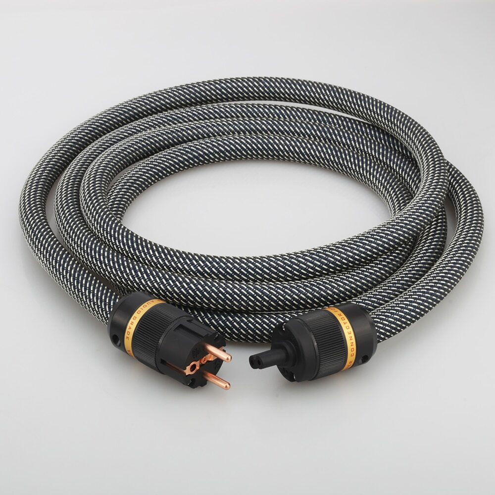 Audiophile HiFi Power Cable,5N OCC Copper Wire, US UK Plug to Figure 8 Connector
