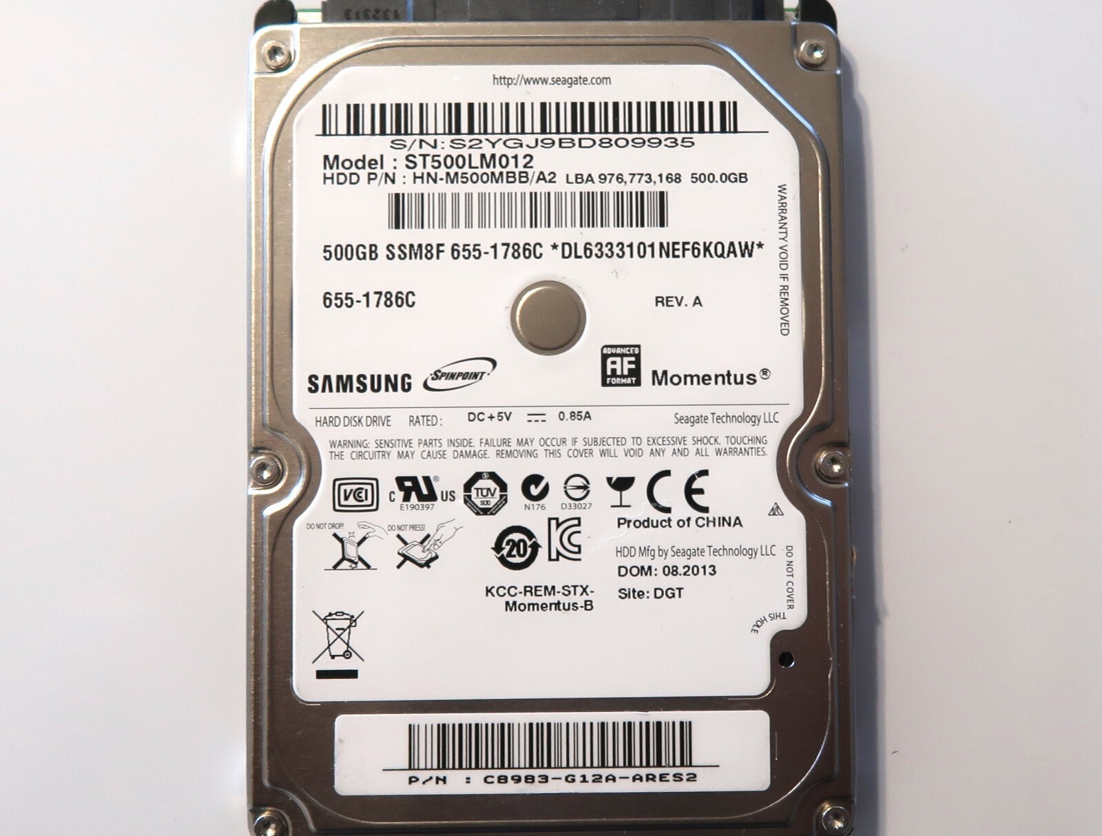 Samsung ST500LM012 HN-M500MBB/A2 (S2YG) REVA DGT C8983-G12A 2.5" 500gb 2013