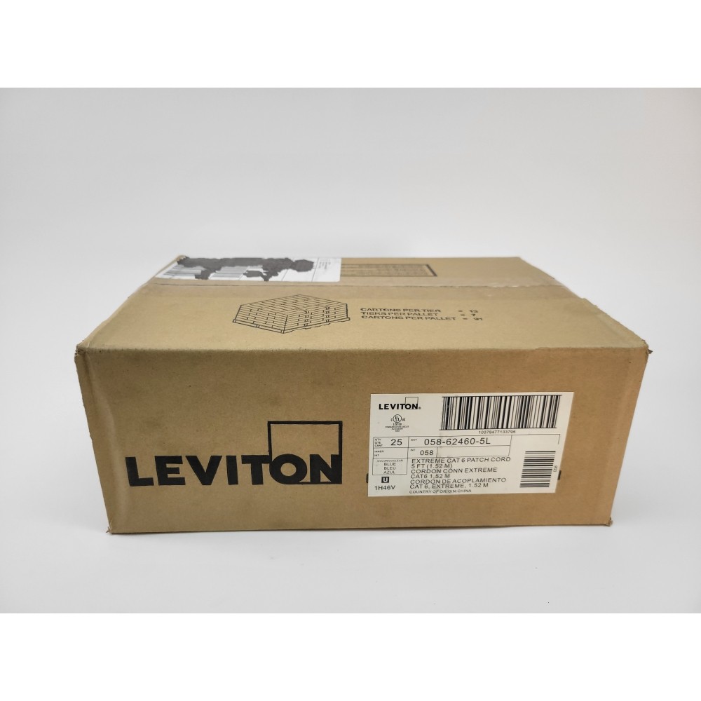 Lot of 25 - Leviton 62460-5L - 5 FT - Extreme Cat 6+ Patch Cord - New