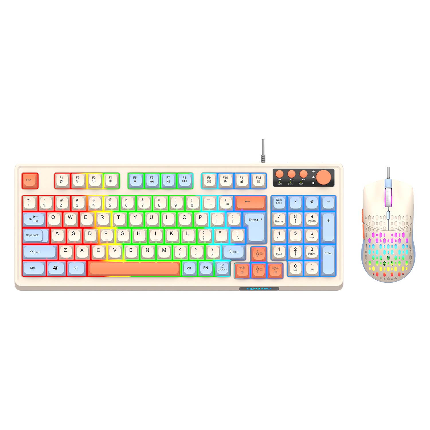 98-Key Gaming Keyboard and Mouse Combo Wired RGB Backlit Keyboard w/ Volume Knob
