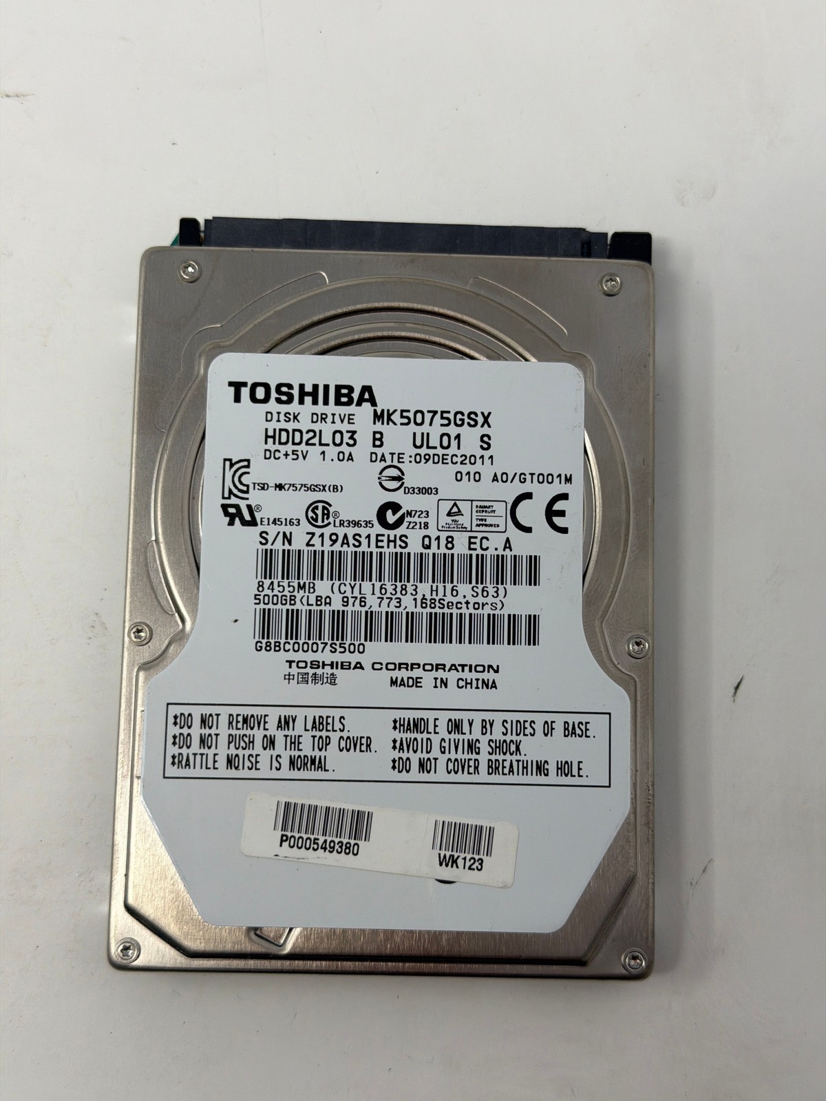 Toshiba MK5076GSX 500GB HDD Grade B