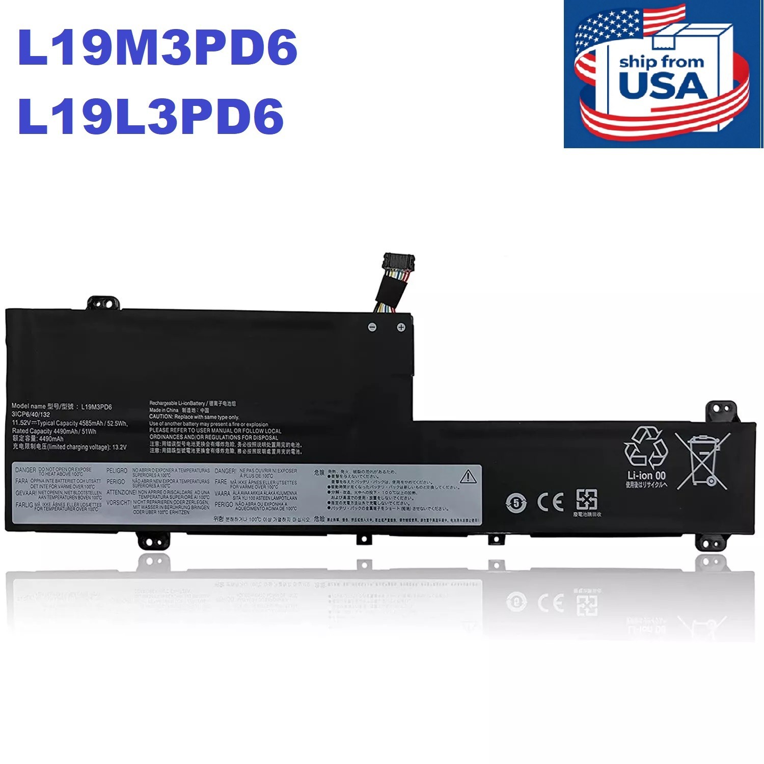 Genuine Lenovo L19L3PD6 L19C3PD6 L19M3PD6 L19D3PD6 Battery for Flex 5-15IIL05