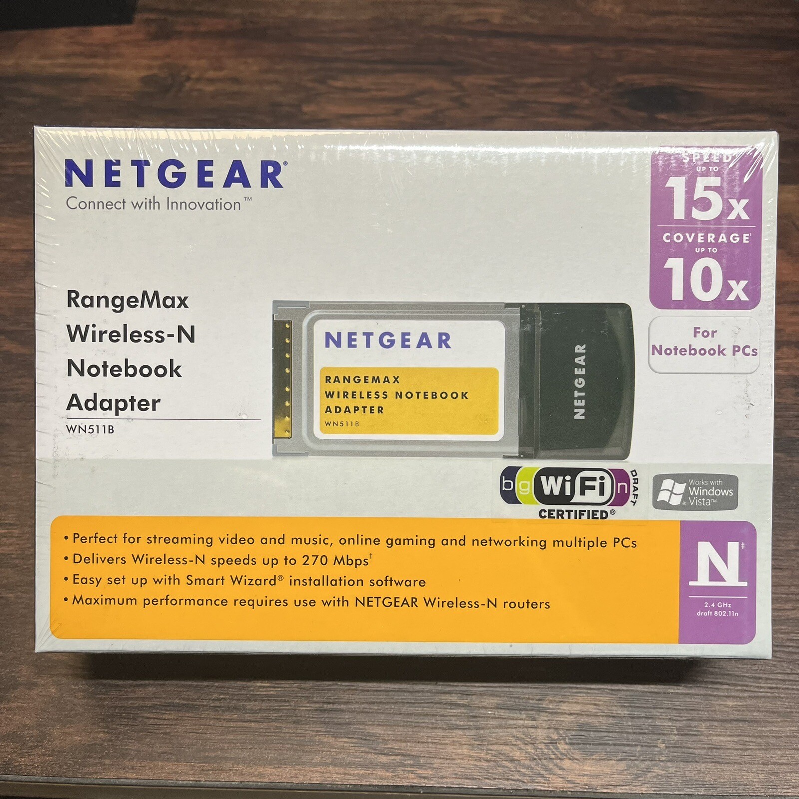NETGEAR WN511B RANGEMAX WIRELESS PC CARD Network Adapter NEW SEALED