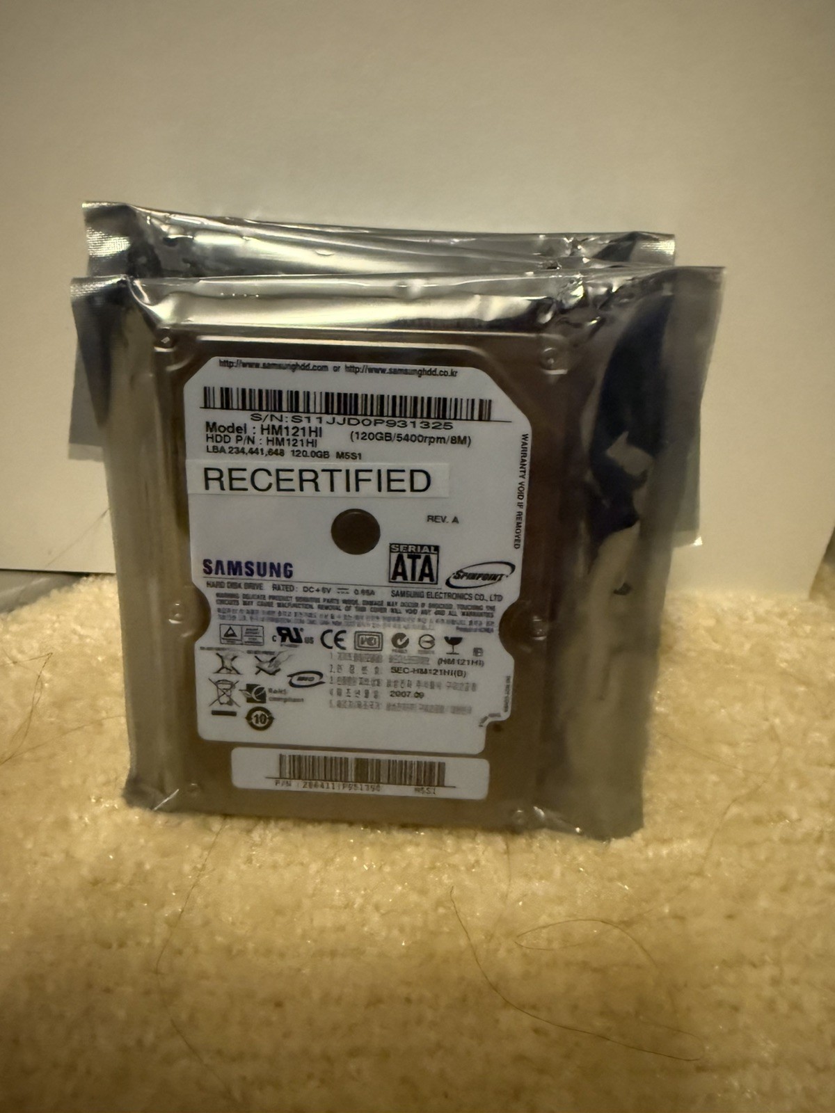 Samsung Spinpoint M5S HM121HI 120GB Internal 5400RPM 2.5" RECERTIFIED
