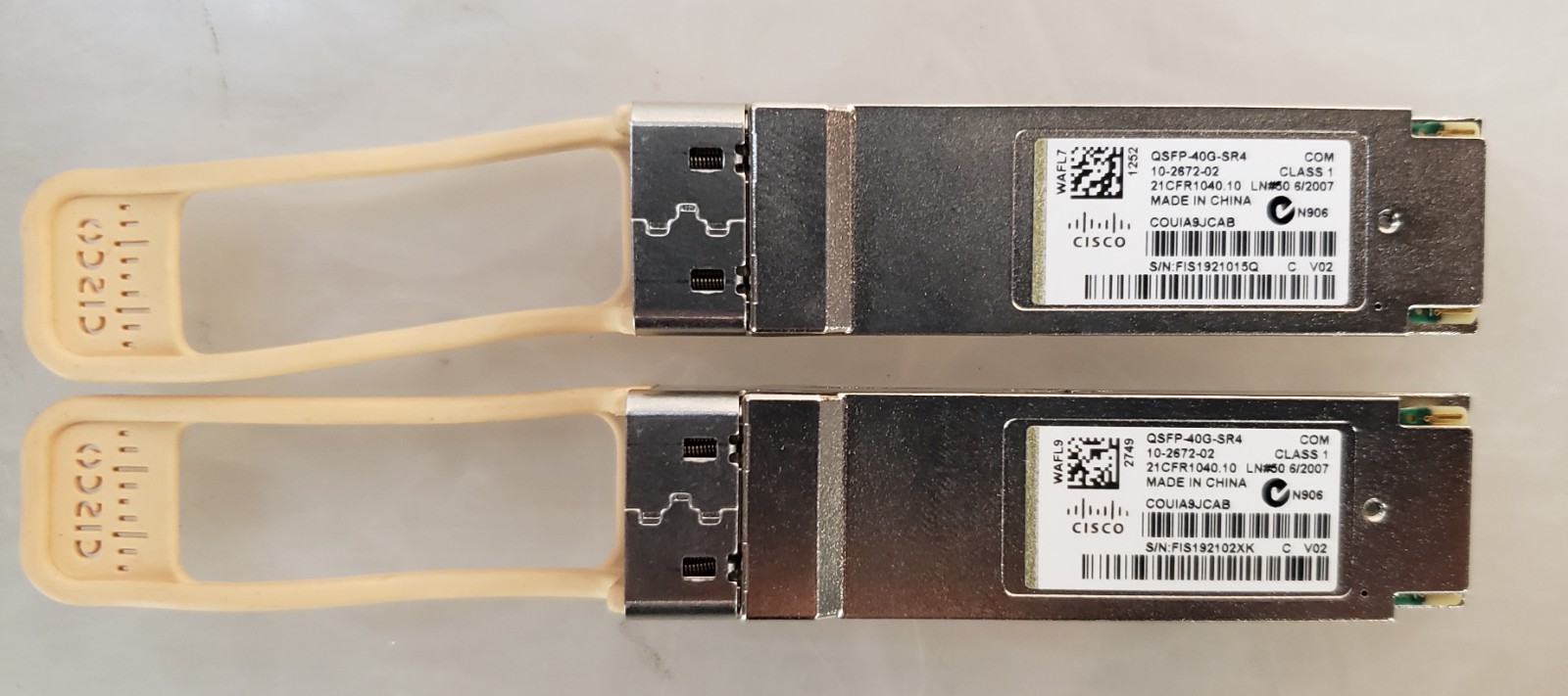Pair of OEM Cisco QSFP-40G-SR4 10-2672-02 40G QSFP+ Transceivers