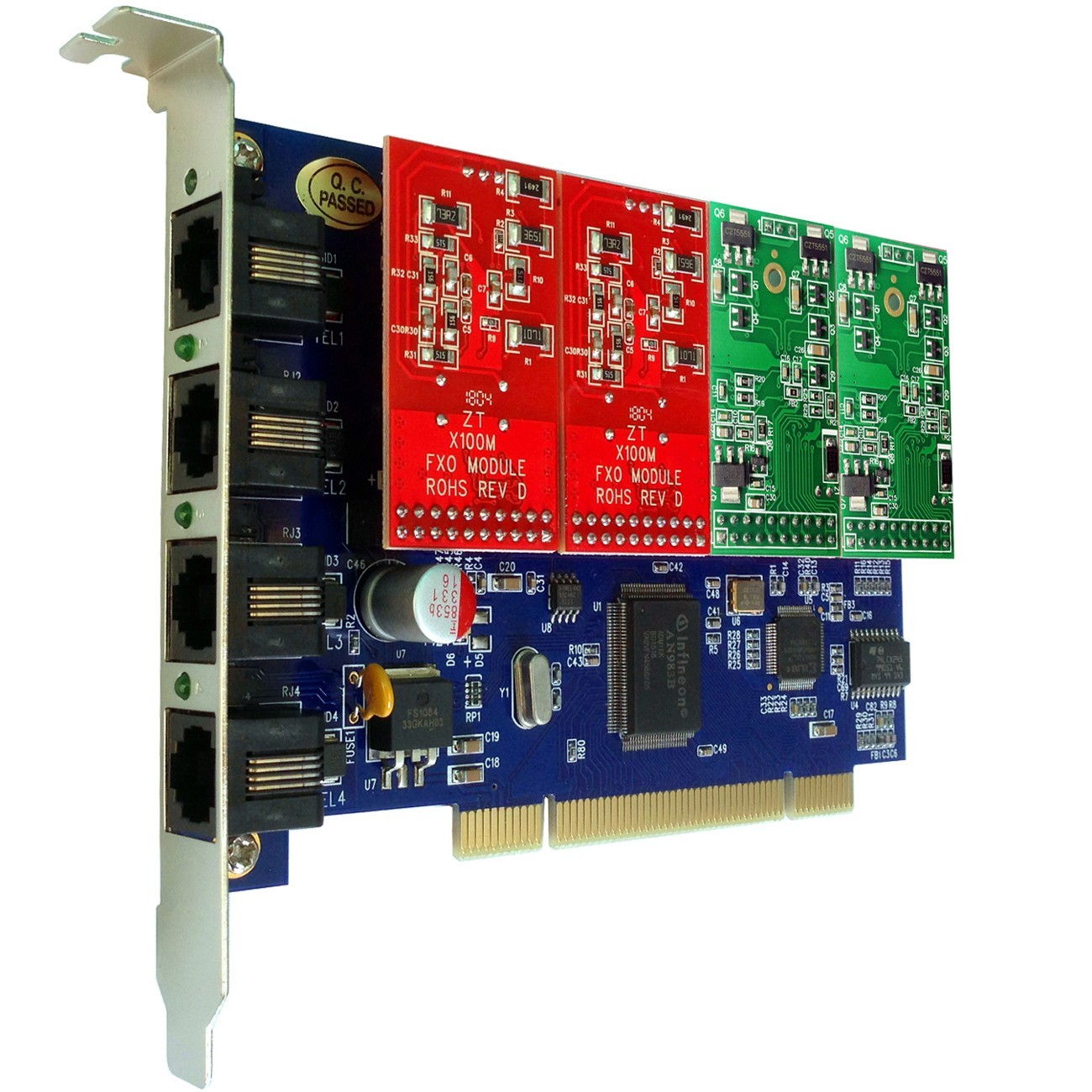 TDM400P 2 FXO +2 FXS Card Asterisk Cards Issabel FreePBX Free PBX Switch TDM410P