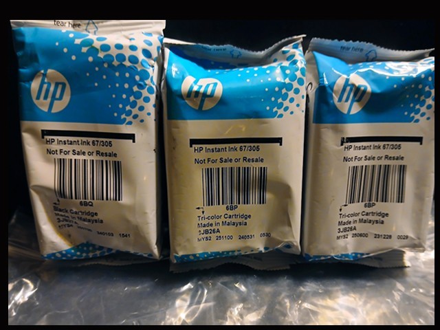 LOT OF 3 GENUINE HP INSTANT INK XL 67/305 Black & 2 Tri-Color Cartridges