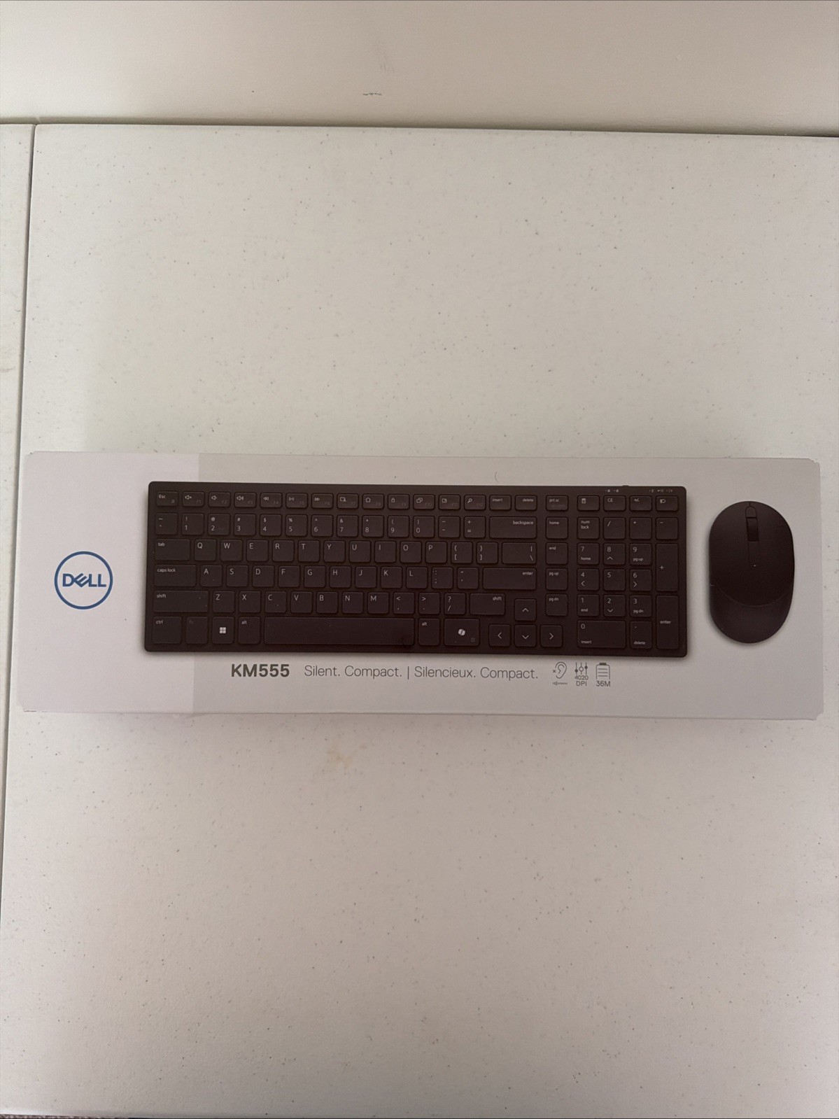 Dell KM555 Wireless Keyboard & Mouse Combo Full Size Quiet Compact Black New