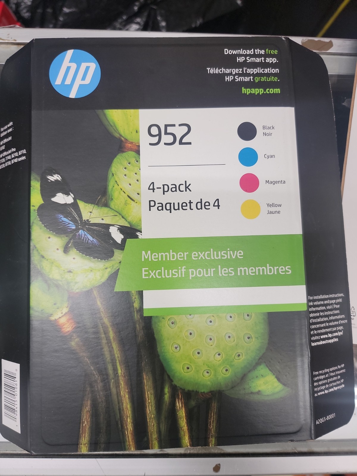 Genuine HP 952 Ink Cartridges - Black/Yellow/Cyan/Magenta 4-pack NEW Exp 2027+