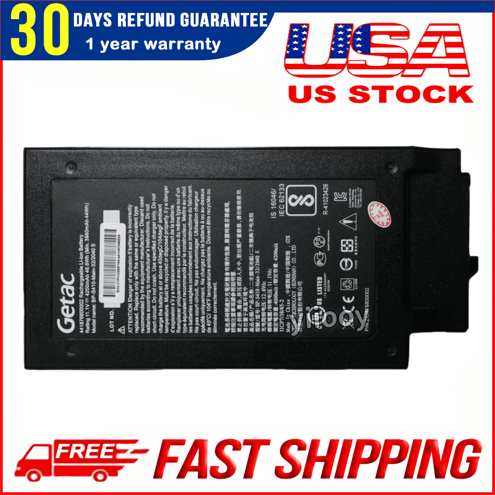 New Genuine GBM6X2 BP-S410-Main-32/2040 S Battery for GETAC S410 441876800002