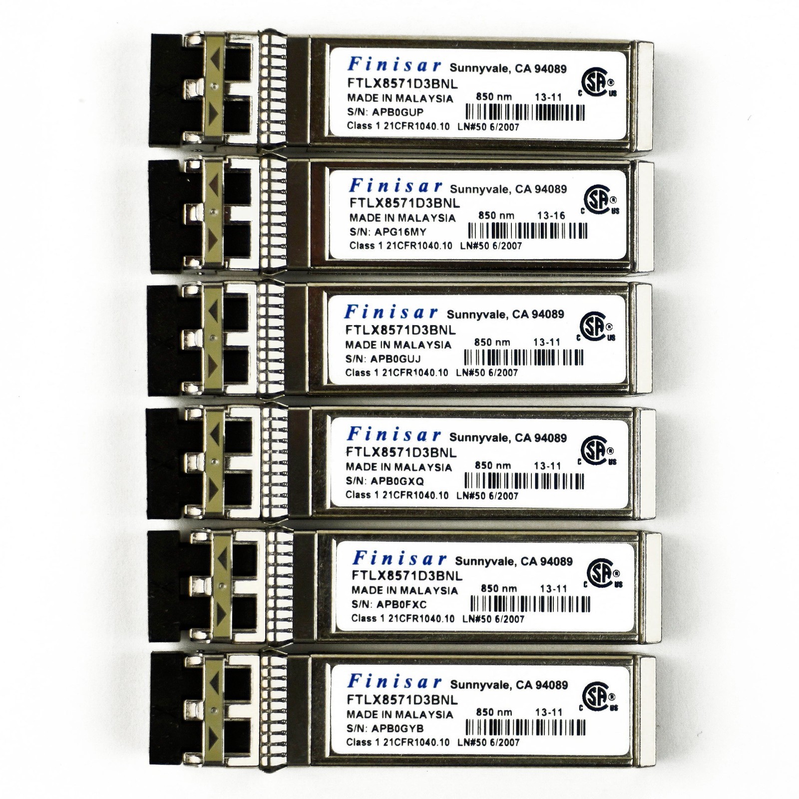Finisar FTLX8571D3BNL 850NM 13-11 Transceivers (Lot of 6) -N