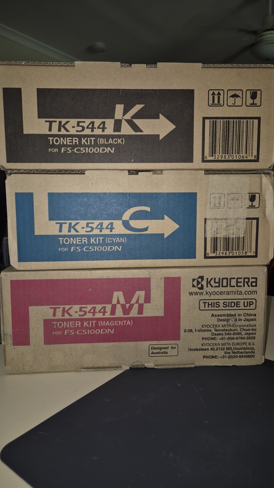 Kyocera Genuine/Original TK554 Printer Toner Ink Cartridge Black Cyan Magenta