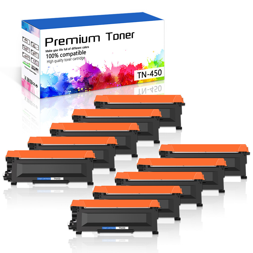 10 TN450 Toner Cartridge for Brother DCP-7055 HL-2275DW 2280DW MFC-7362N 7460DN