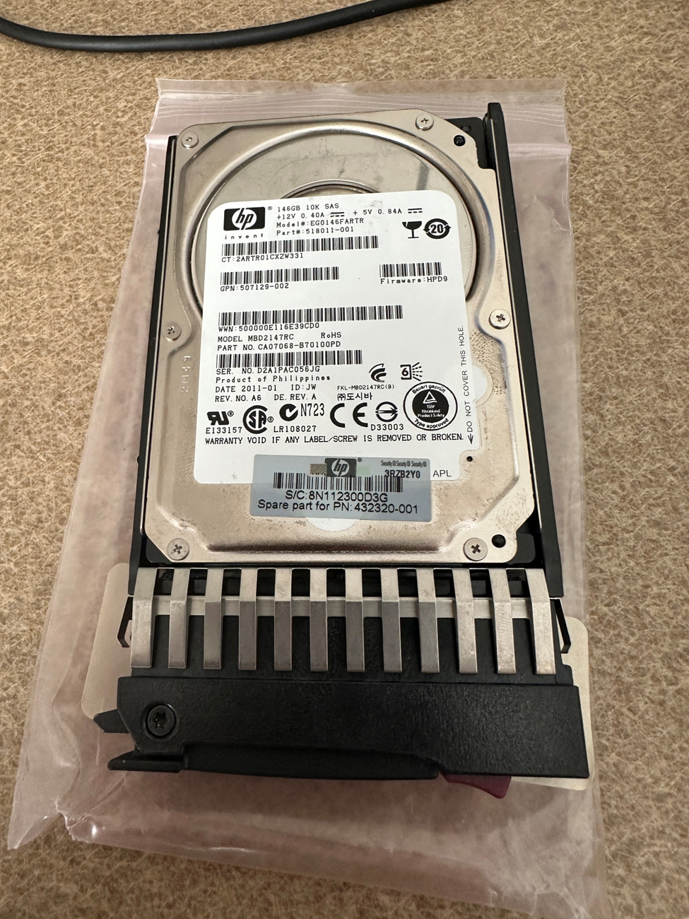 HP 146GB Internal 10000RPM 2.5" (507129-002) HDD