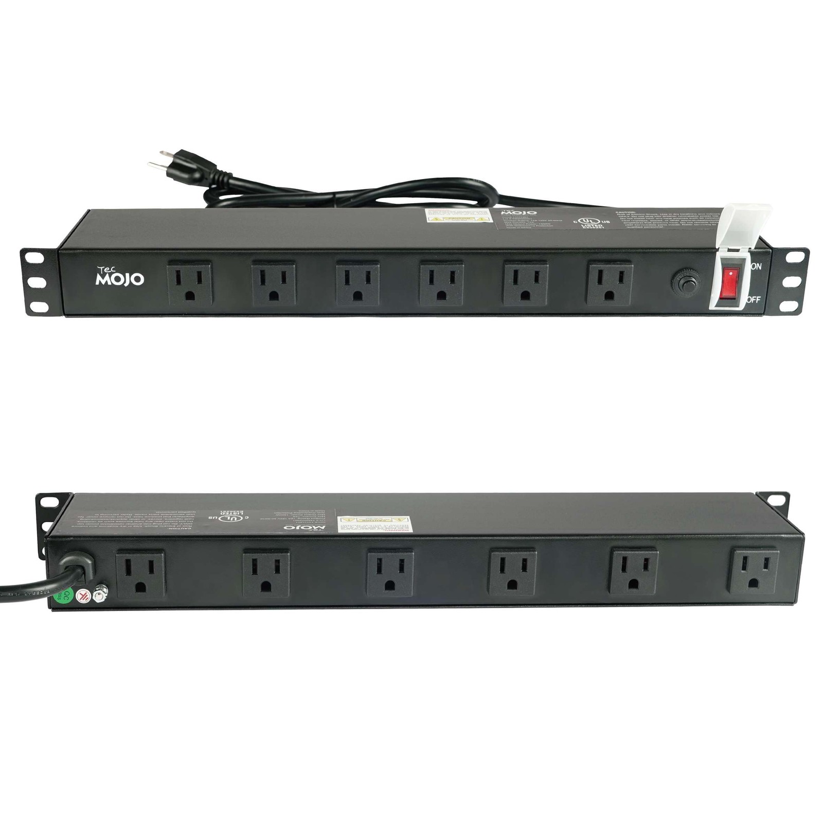 Tecmojo 1U Rackmount 12 Outlets/12A/Overloading Protection, Black