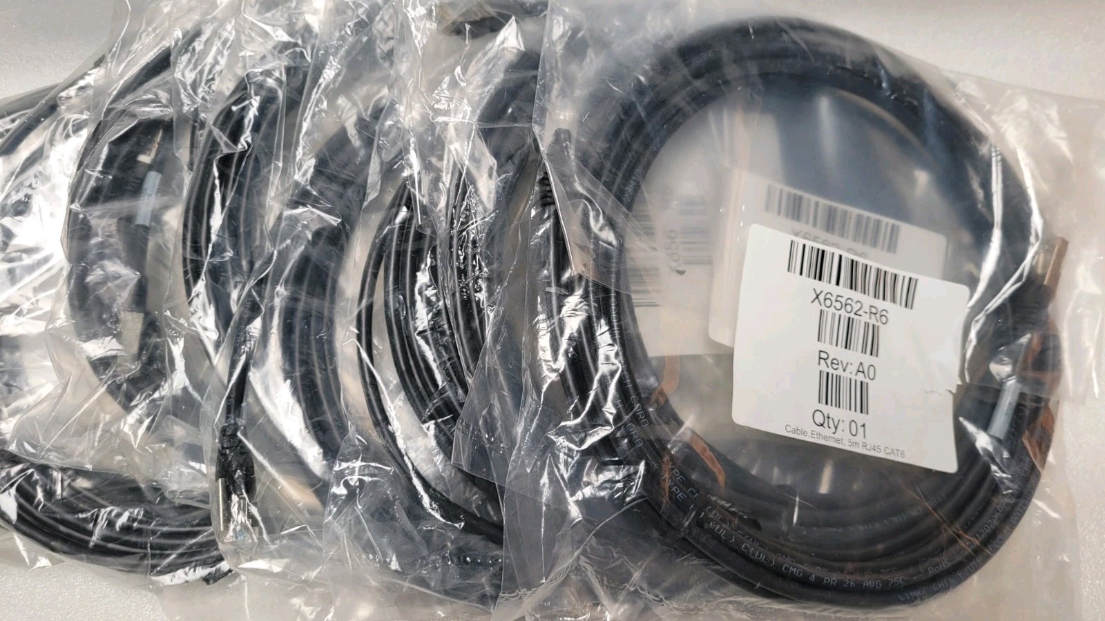 LOT OF 10 NetApp X6562-R6 5M CAT6 Ethernet Cable  112-00196  Black  "NEW"