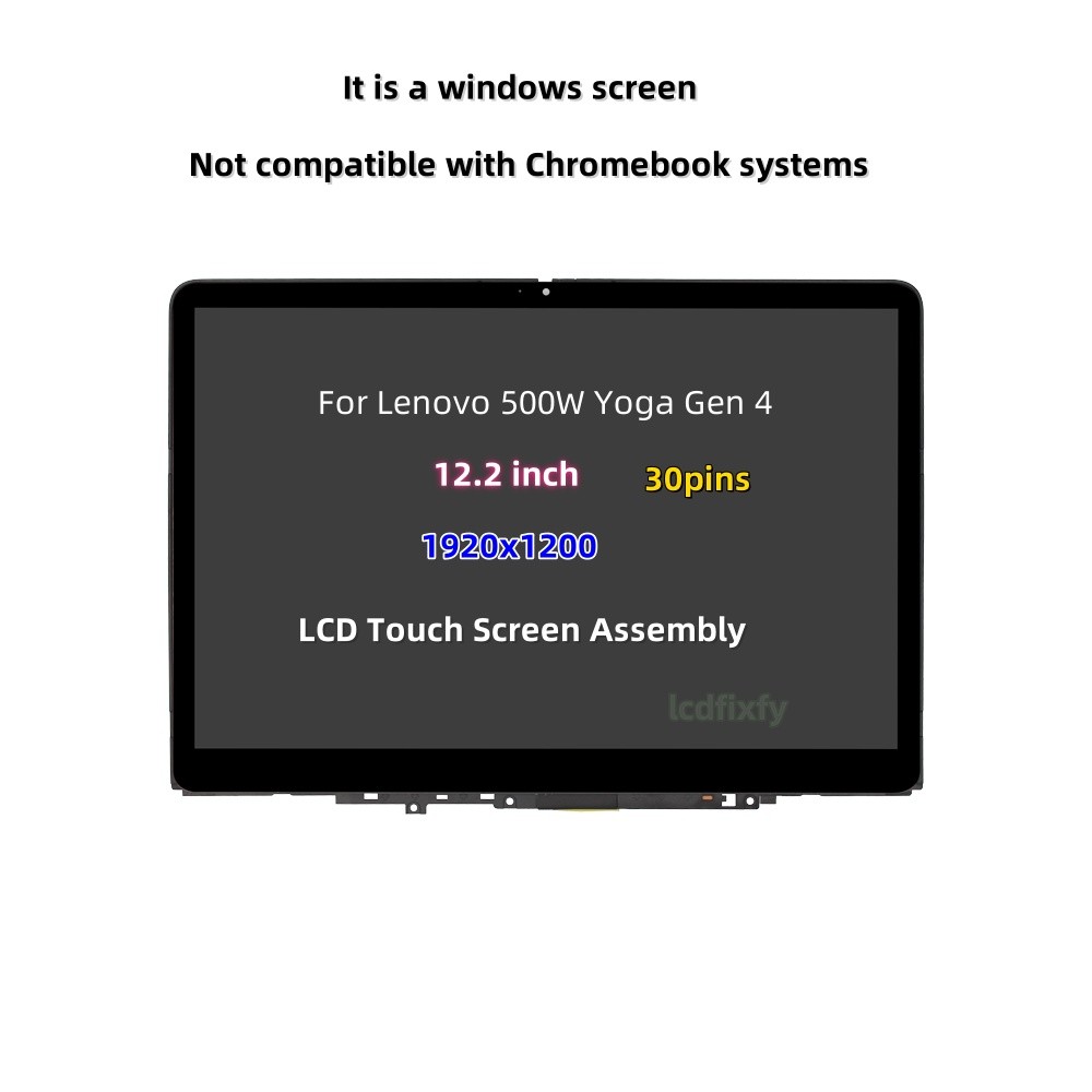 For Lenovo 500W Yoga Gen 4 82VQ0015SS 5M11L17673 LCD Touch Screen 12.2"Assembly 