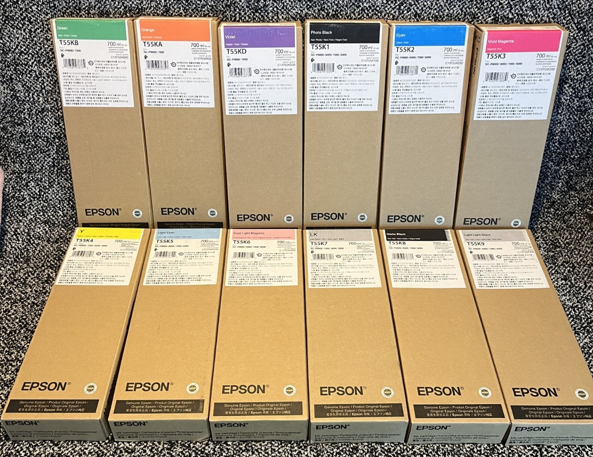 Genuine Set of 12 Epson T55K UltraChrome HD Ink Cartridges Dates: All 2027