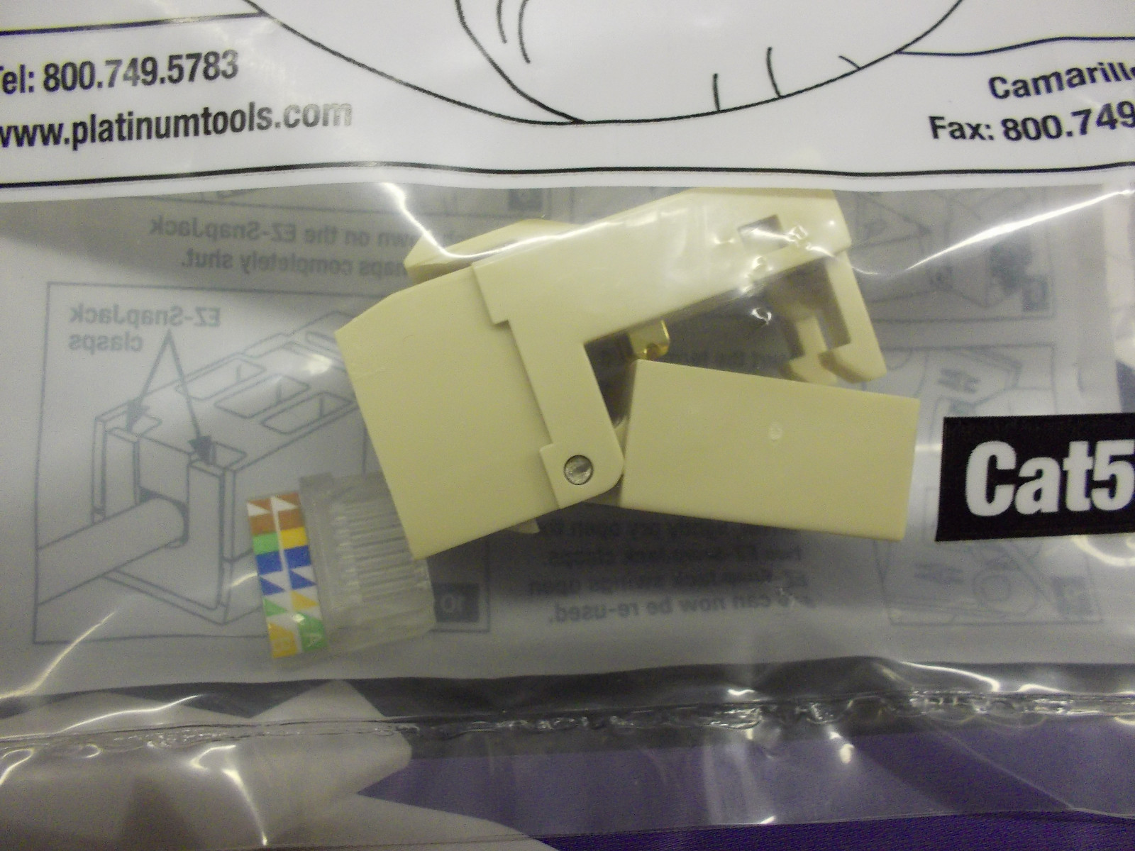 EZ-Snap Jack CAT5E Ivory 705IV-1 by Platinum Tools, Lot of 6