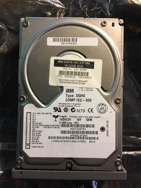 Hdd, ibm 09l0720 18.2gb 3.5 hh scsi,dghs-18y,sun 5403719-01