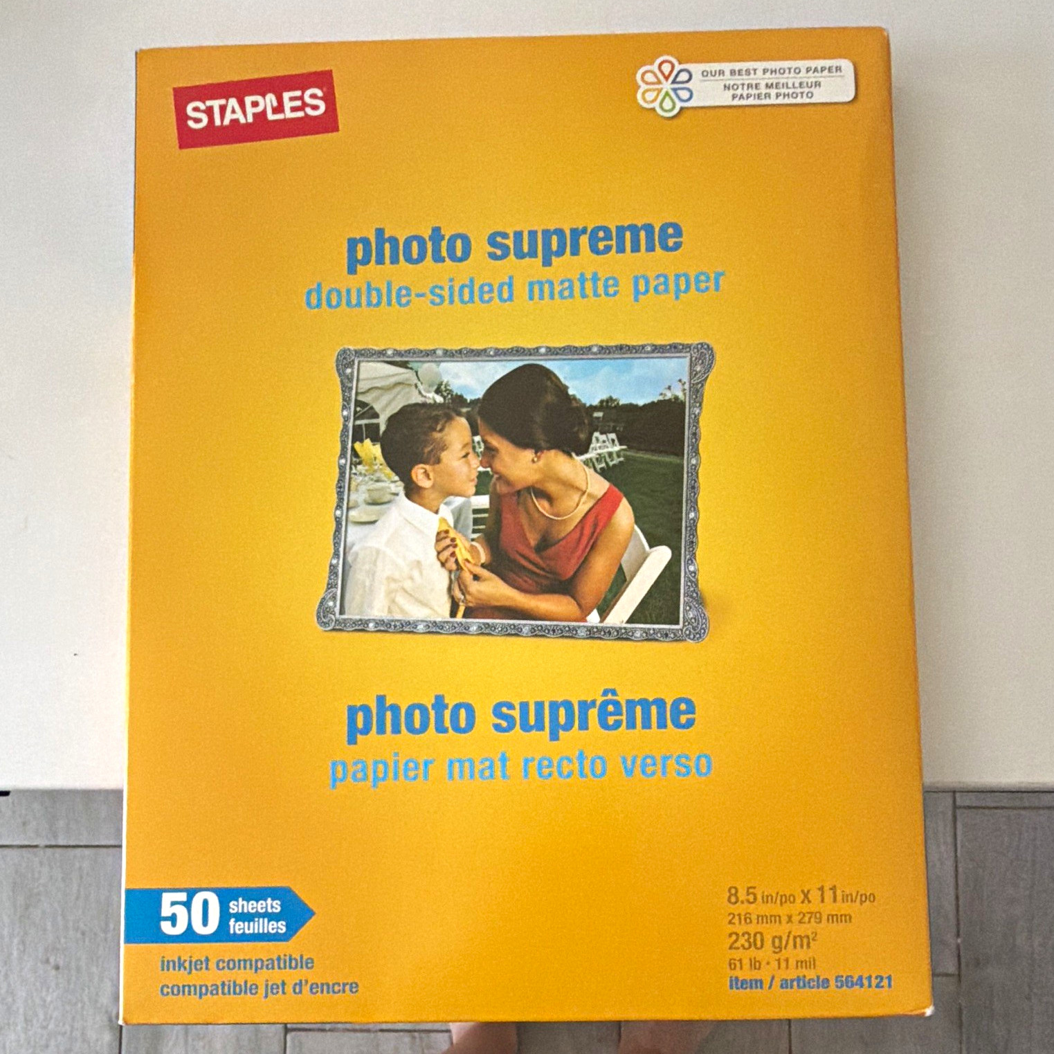 Staples Photo Supreme Matte Double-Sided Inkjet Photo Paper 8.5x11 230gsm 50