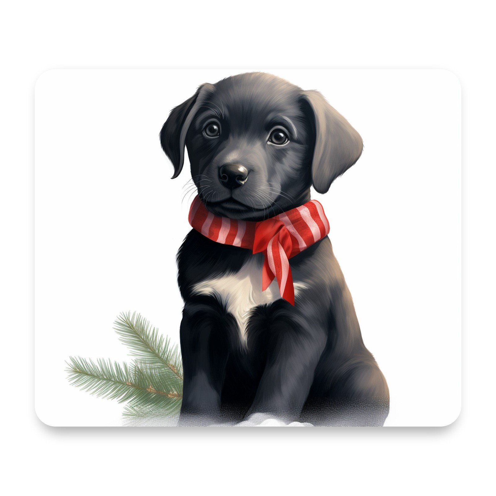 Black Labrador Puppy Art Christmas Mouse Pad 9.25x7.75 Non-Slip Desk Mat
