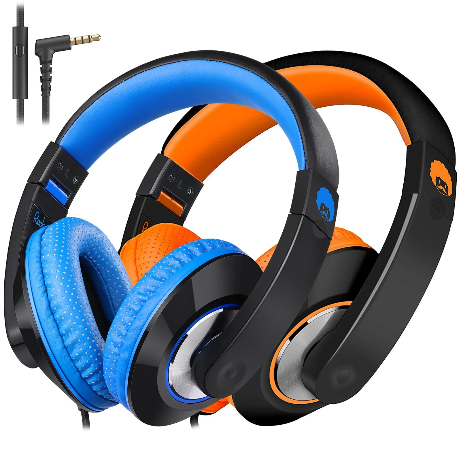 2 PCS Wired Kids Headphones Microphone 3.5mm Cord School Travel