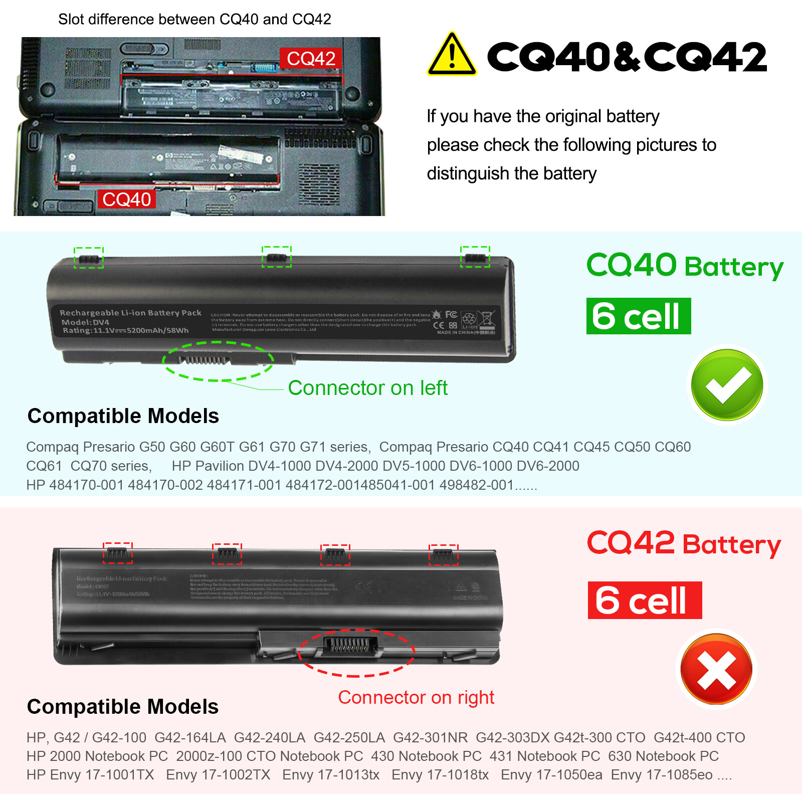 2025 NEW Battery 484170-001 for HP Pavilion G60 G61 G70 G71 CQ40 CQ45 CQ60 CQ70