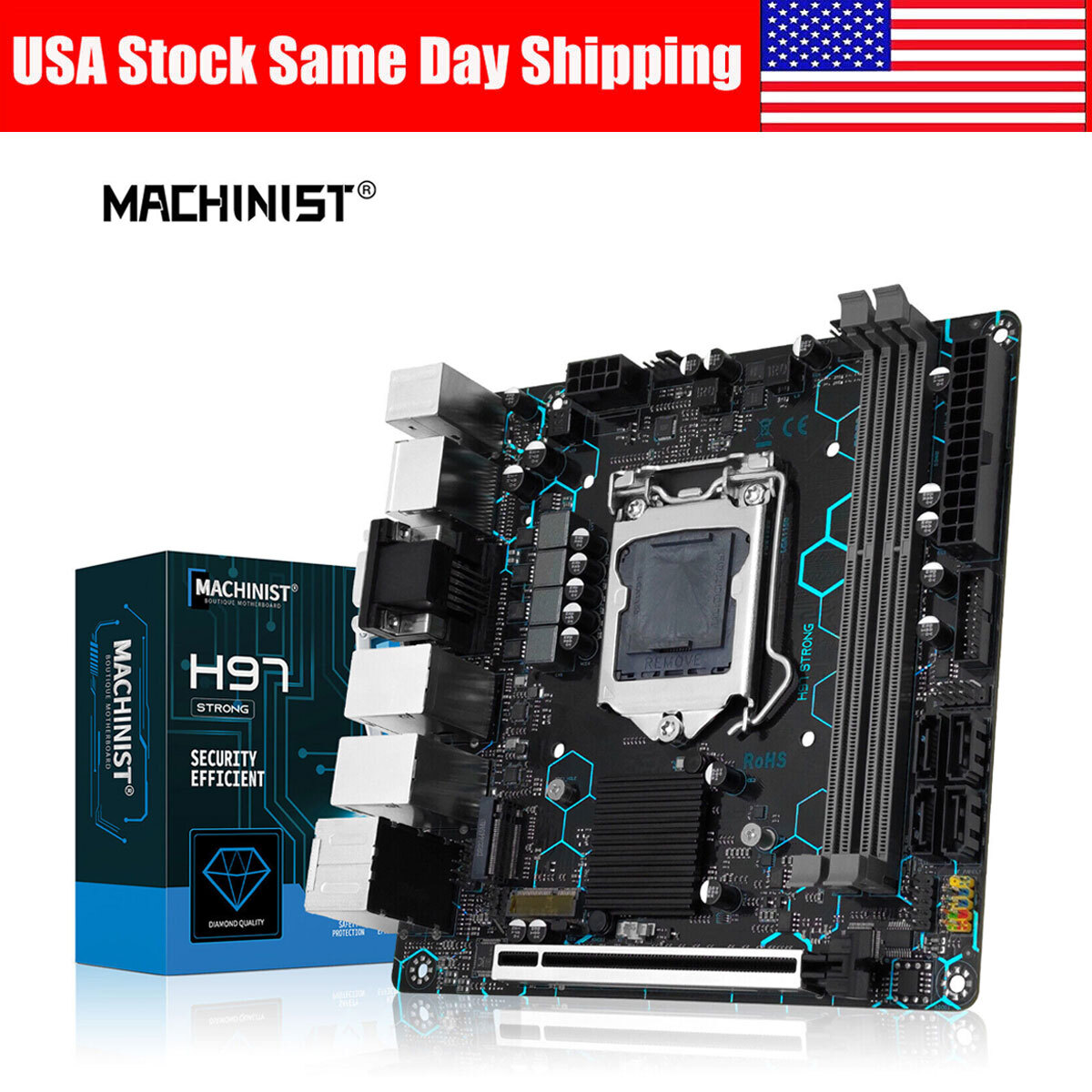 LGA 1150 H97 STRONG Motherboard DDR3 RAM VGA HDMI DP COM Dual LAN NVME/WIFI M.2
