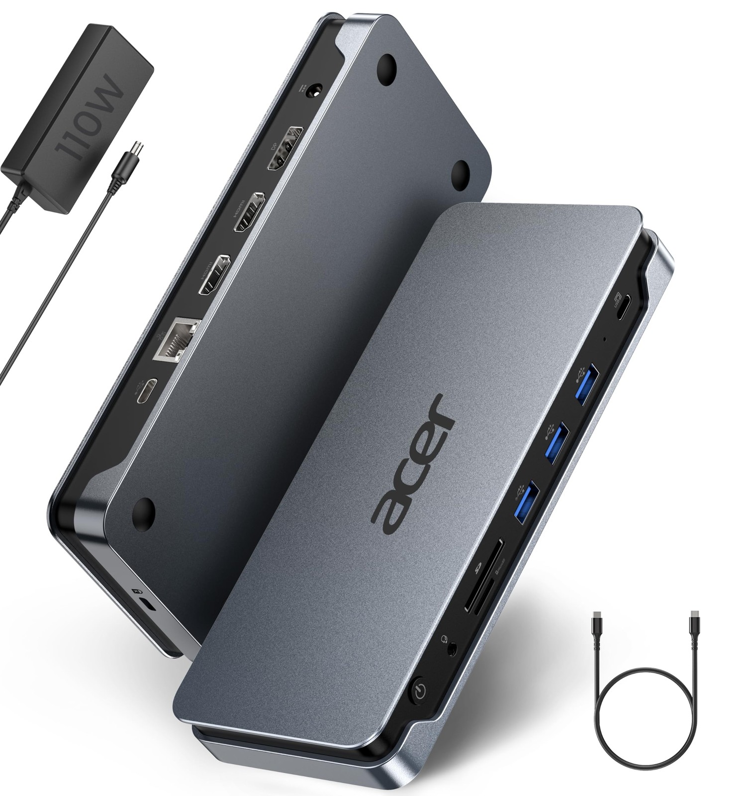 Acer 13-in-1 Laptop Docking Station, USB-C 3 Display (2 Space Gray