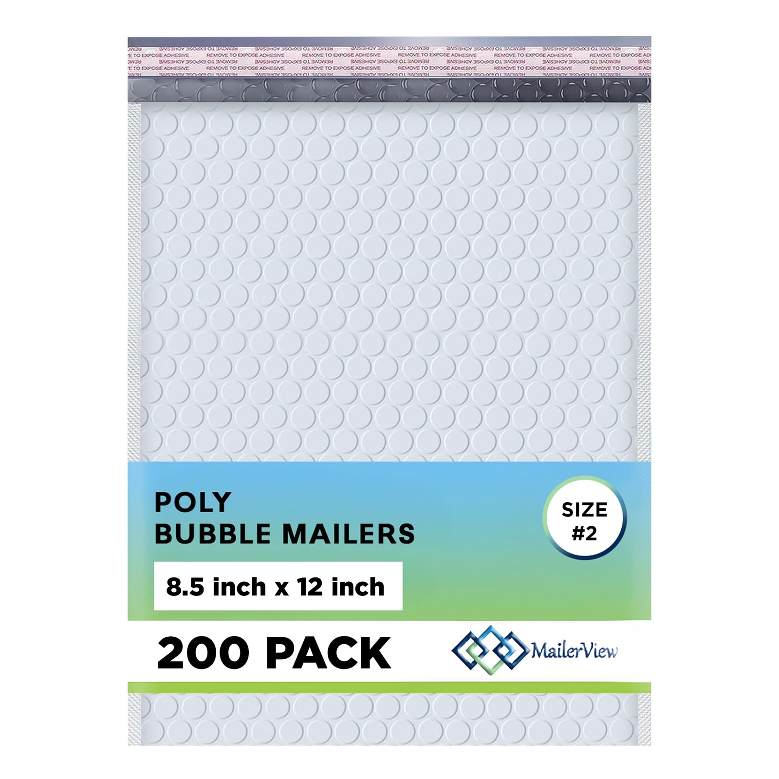 Arctic White Bubble Mailers 8.5x12 Poly Padded Envelopes #2 200 Pack