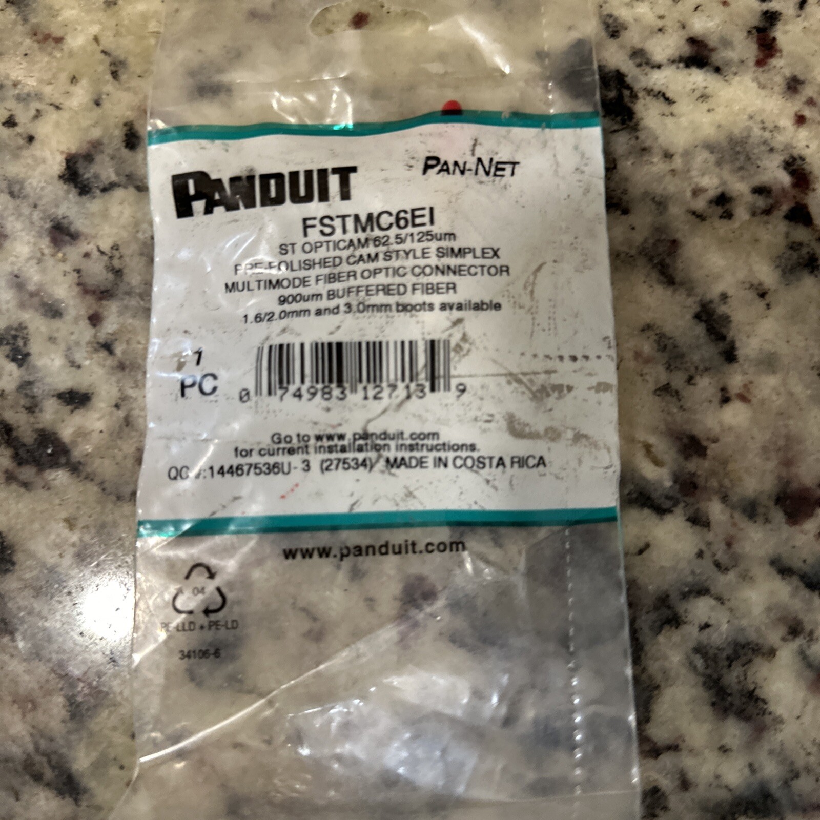 Panduit FSTMC6EI Opticam ST Simplex OM1 Multimode 62.5 Fiber Cam Connector