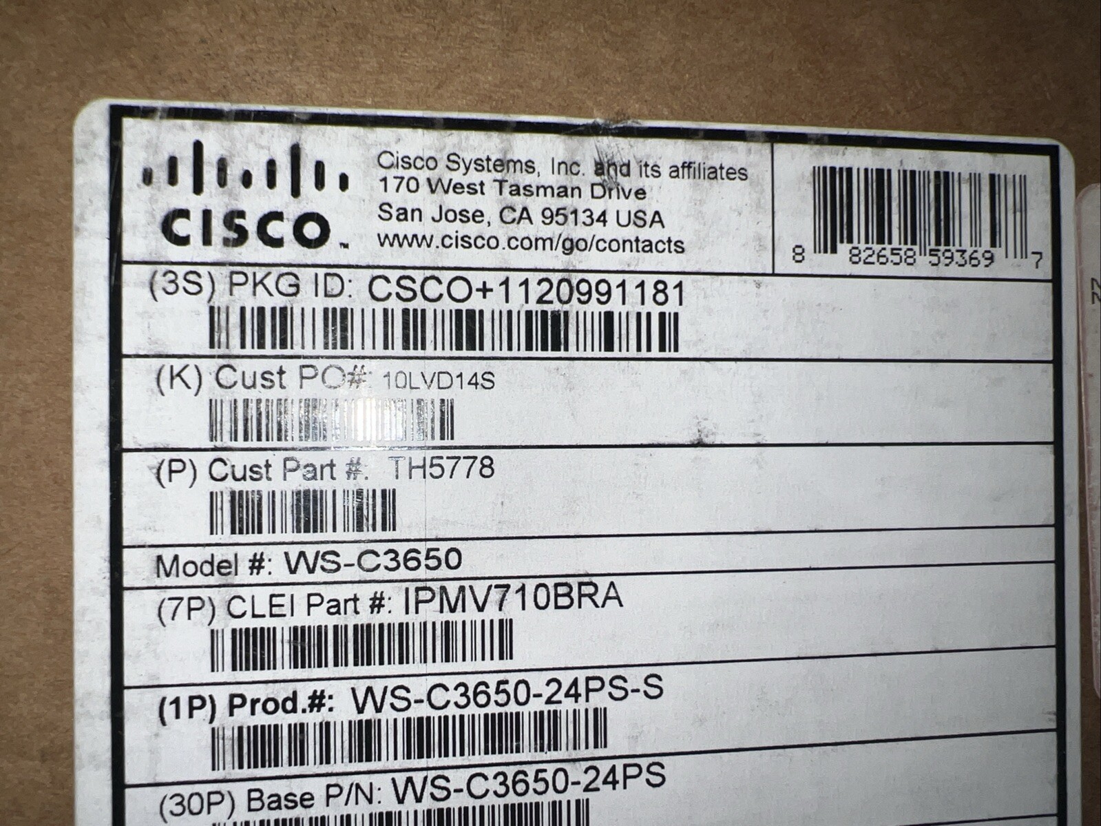 Cisco Catalyst 3650 24-Port PoE 4x1G IP Base Switch WS-C3650-24PS-S New