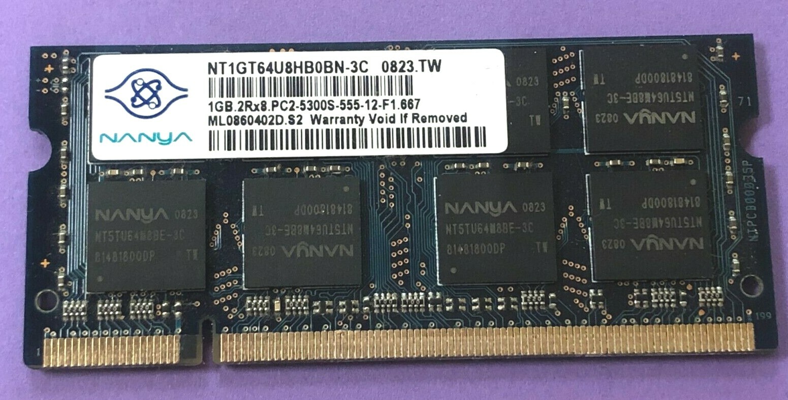 💥NANYA 1GB 2Rx8 PC2-5300S Laptop RAM MEMORY  NT1GT64U8HB0BN-3C TESTED