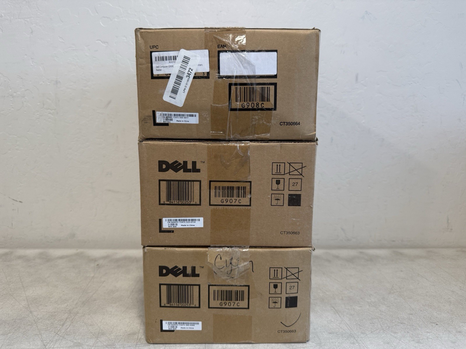 Lot Of 3 Dell Toner Cartridges 2x G907C Cyan & 1x G908C - 3x Factory Sealed Bags