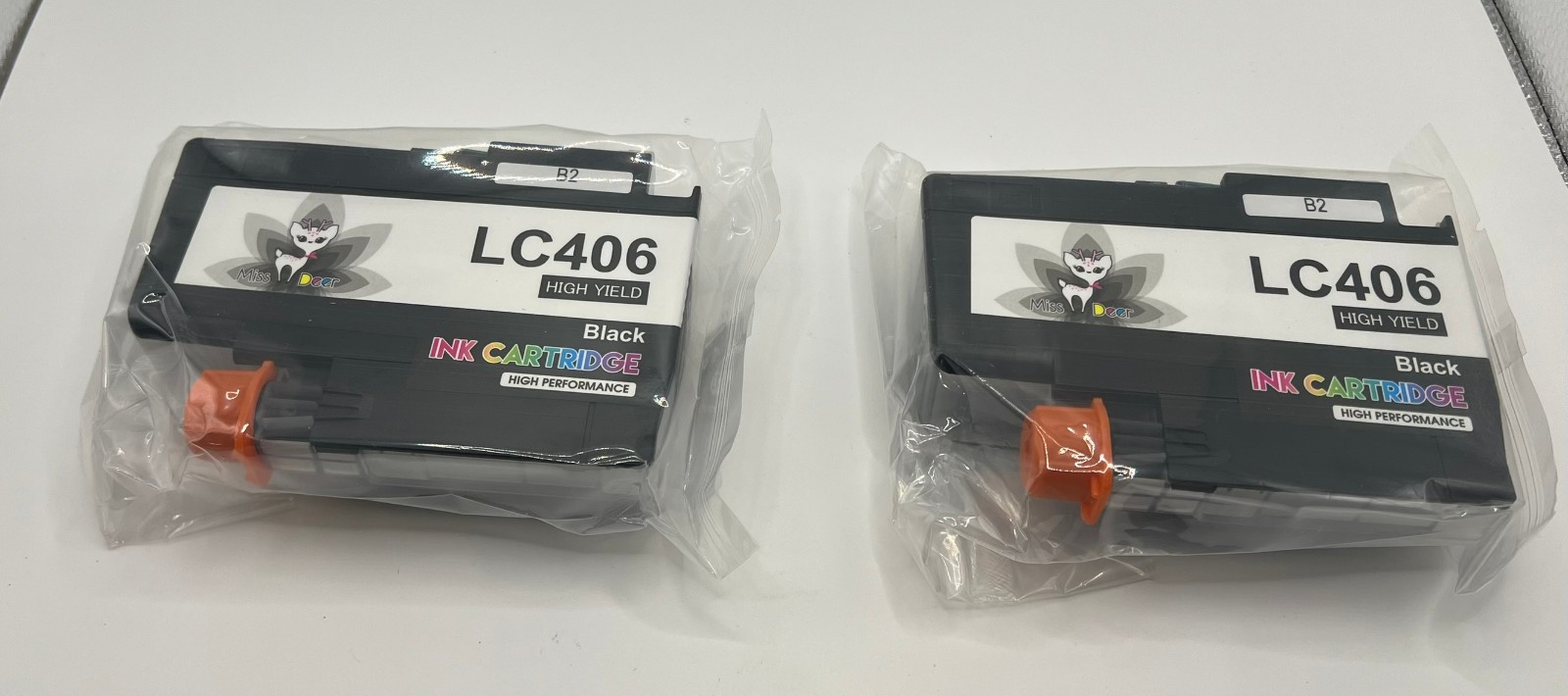 2 Pack Miss Deer LC406 Black High Yield Ink Cartridges Compatible Brother