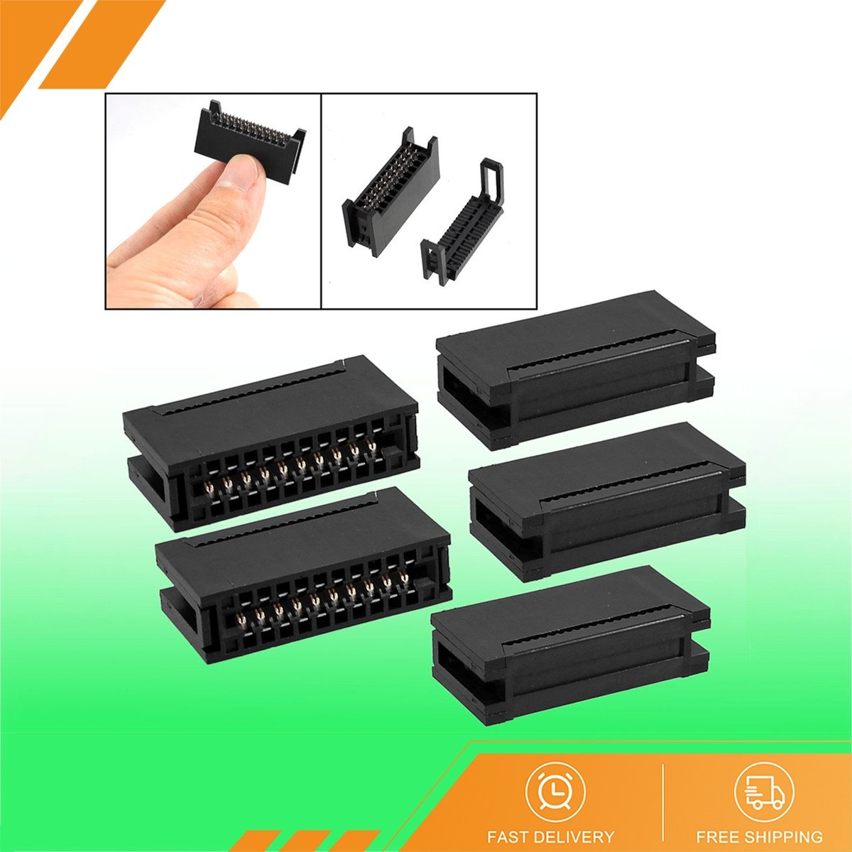 5 Pcs 20 Pins Card Edge Female IDC Connectors for Flat Ribbon Cable
