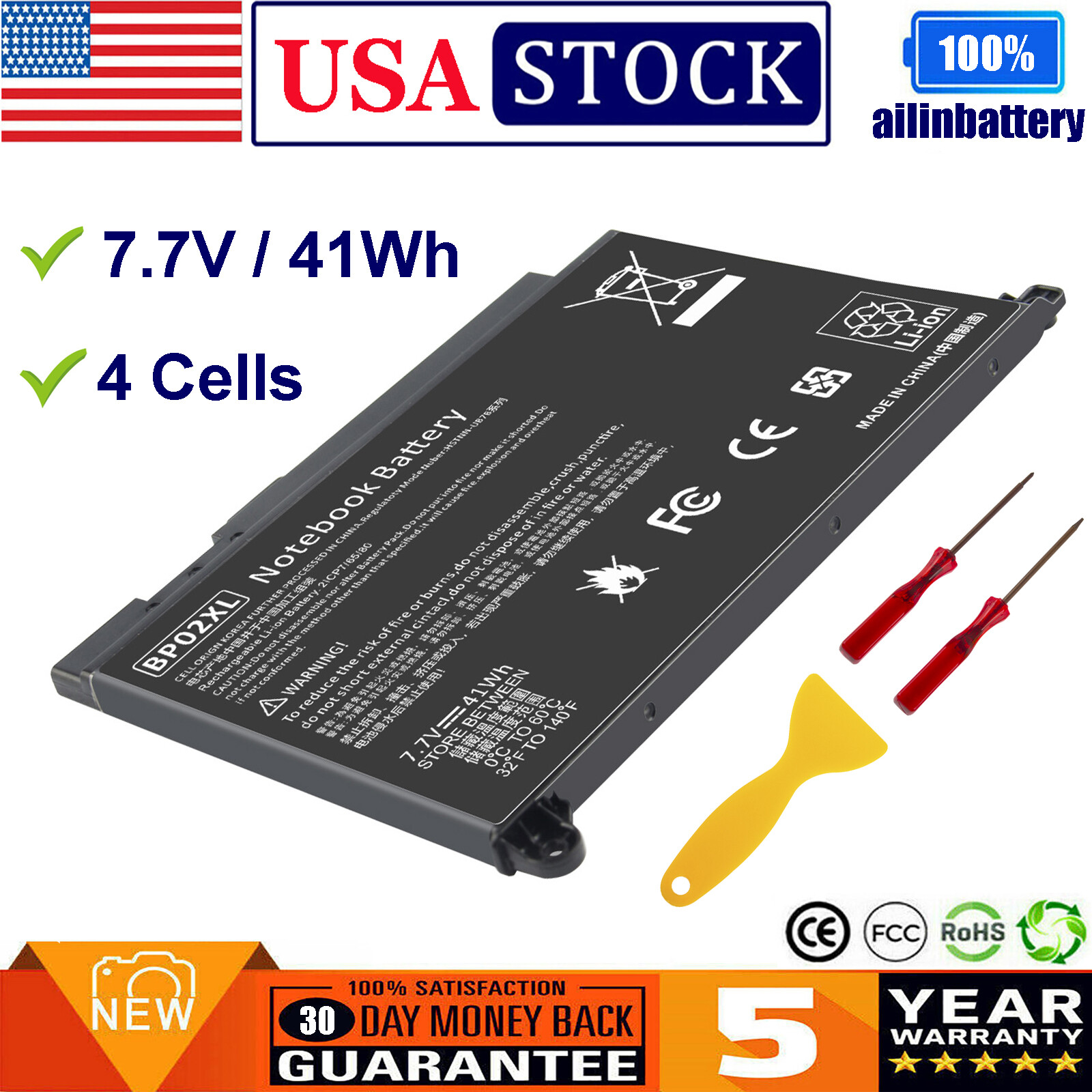 BP02XL Battery For HP Pavilion 15-au000 15t-au000 15-AW000 Series 2ICP7/65/80