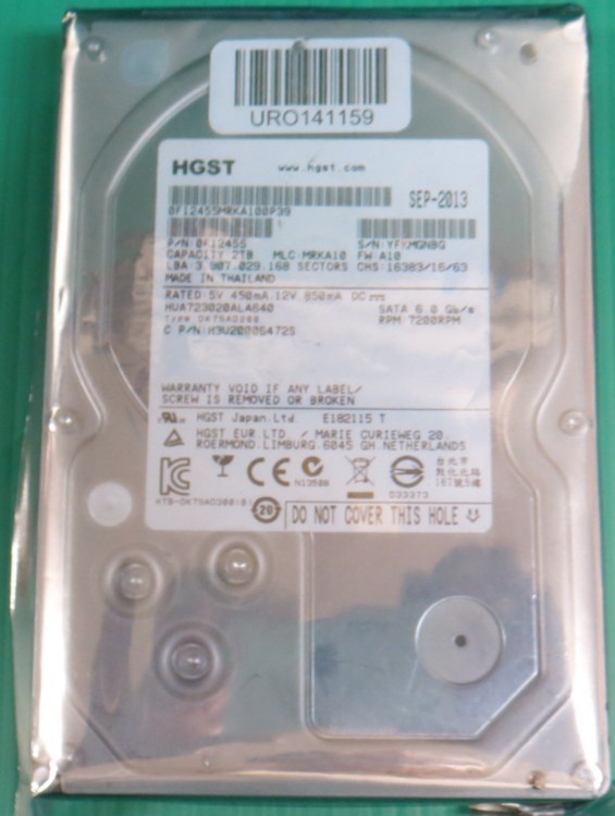 HGST 2TB / 64MB / SATA / 7.2K / 3.5" / HDD / HUA723020ALA640 / 0F12455 / REFURB