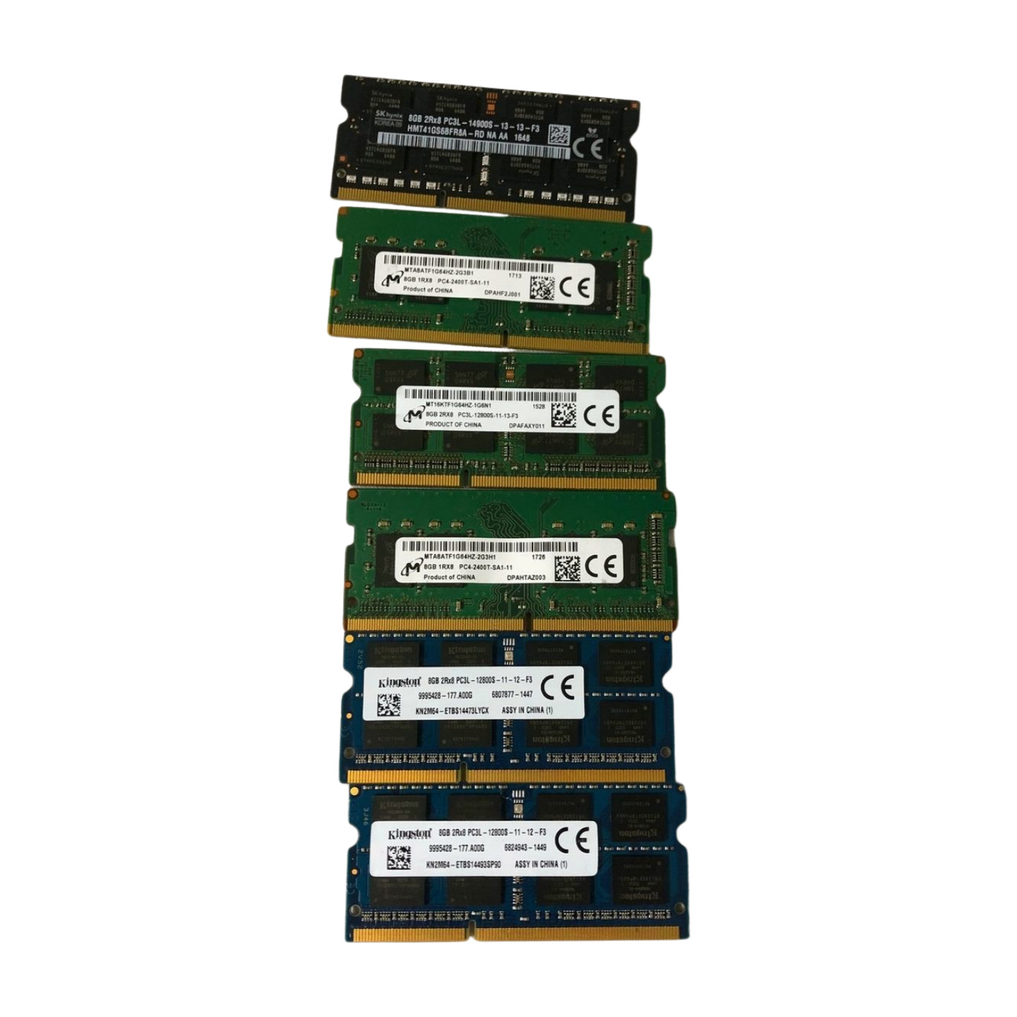 48GB (6x8GB) PC3L-12800s, PC3L-14900S,PC4-2400T-SA1-11 laptop memory Mixed Brand