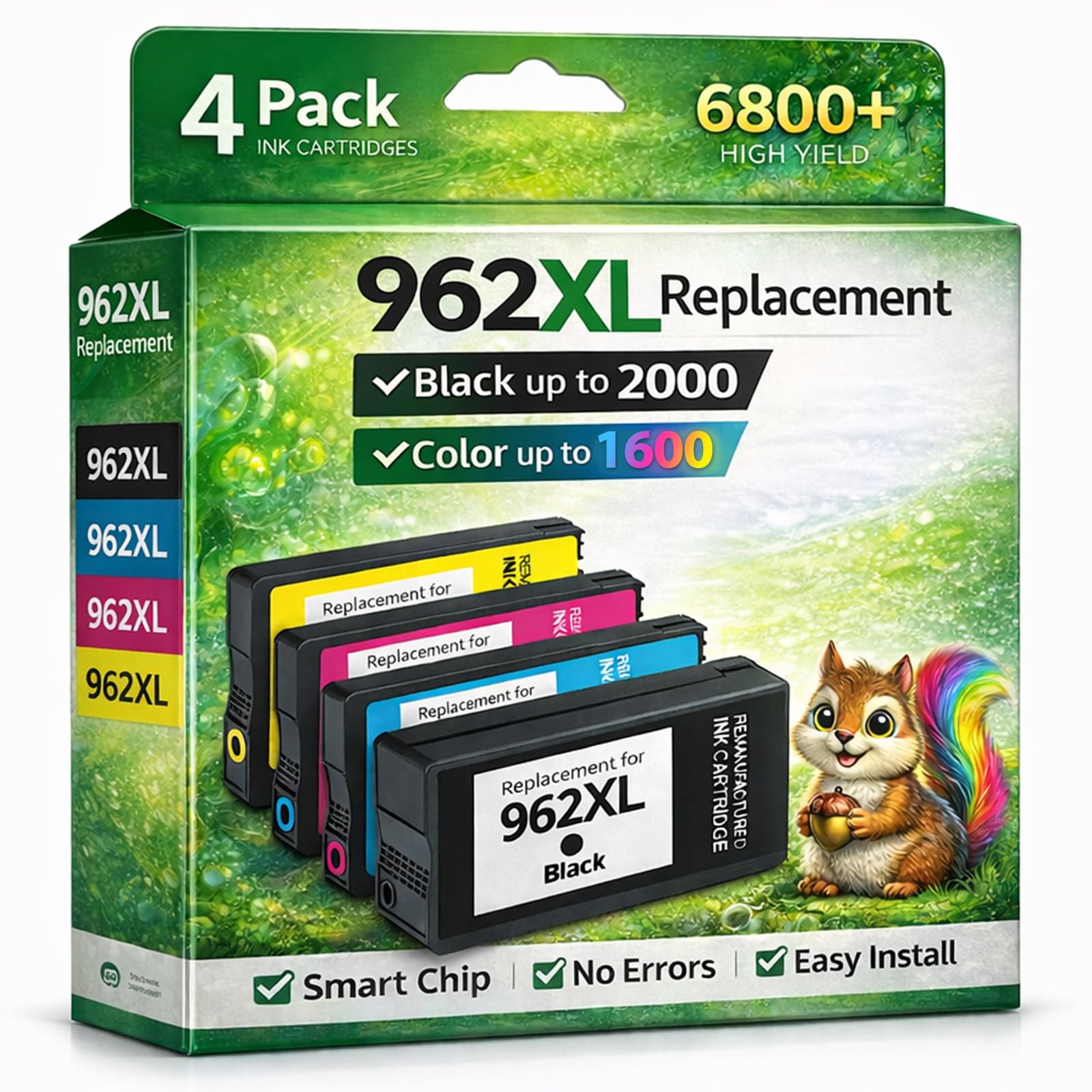 TEINO 962XL Ink Cartridges Combo Pack Black Color Compatible HP OfficeJet Pro