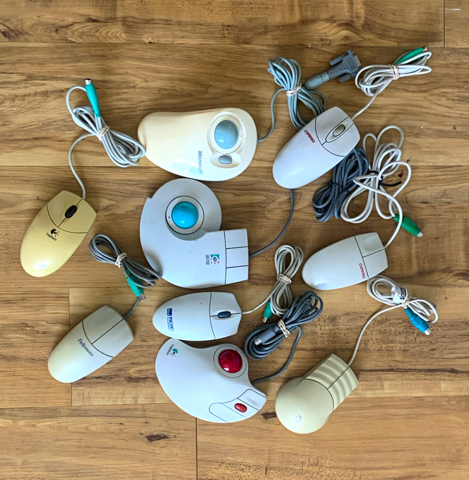 Vintage PS/2 Wired Mechanical Mouse/Trackball Lot, Scroll Wheel
