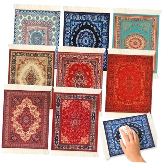 8 Pcs Oriental Mouse Pad Vintage Persian, Non Slip Base