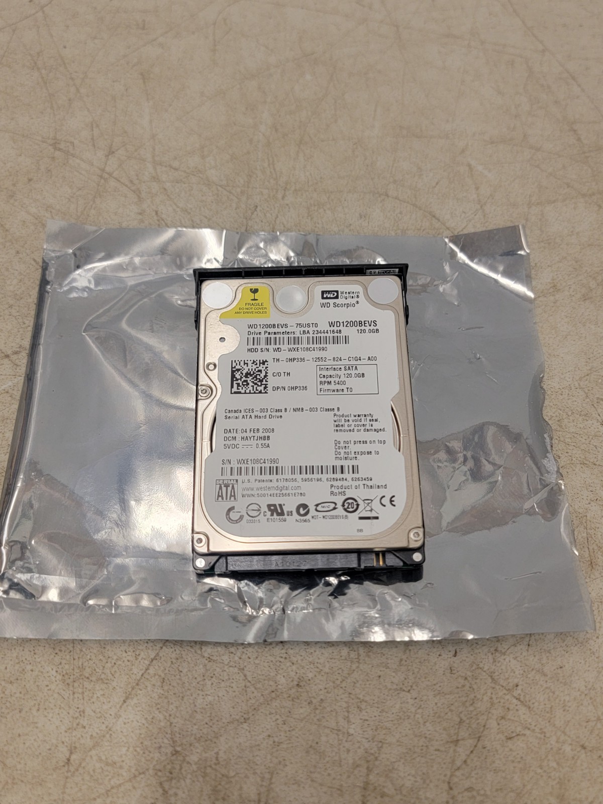 Western Digital Scorpio Blue 120GB Internal 5400RPM 2.5" (WD1200BEVS) HDD
