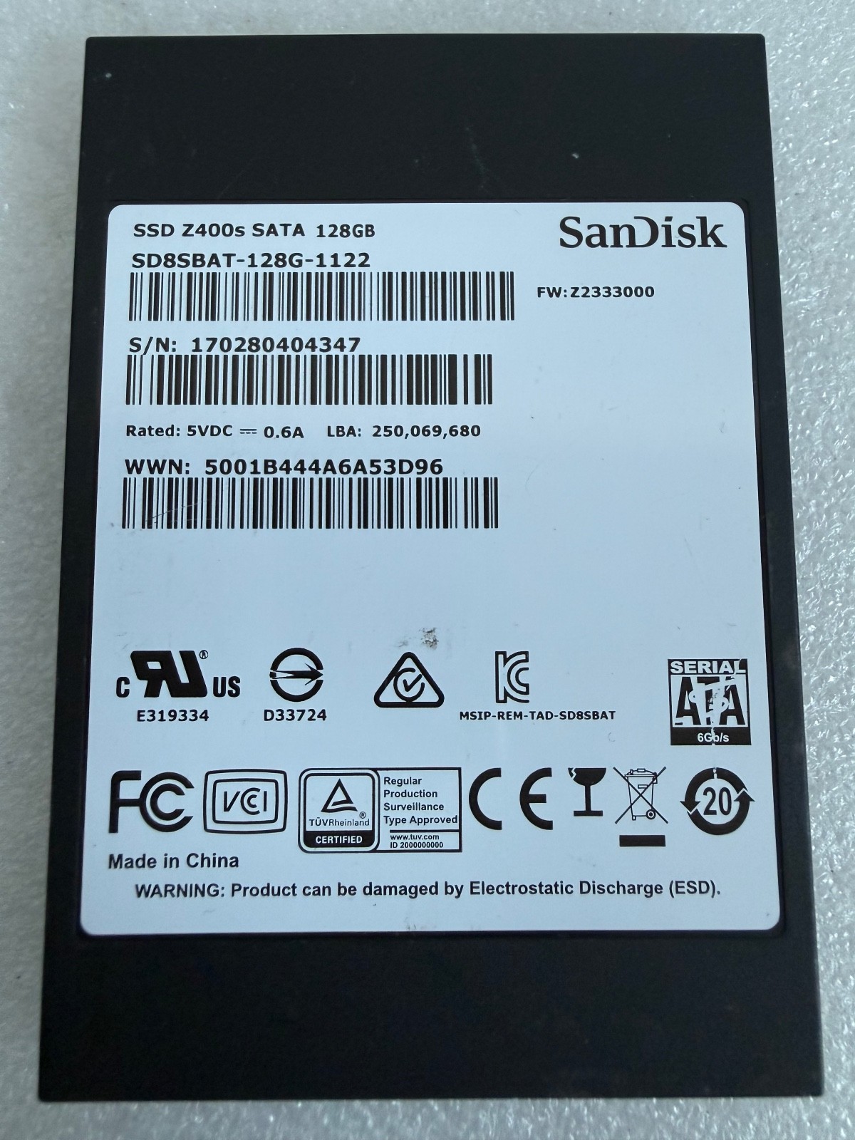 SanDisk Z400s 128GB SSD SATA III 6Gb/s 2.5" Internal SD8SBAT-128G